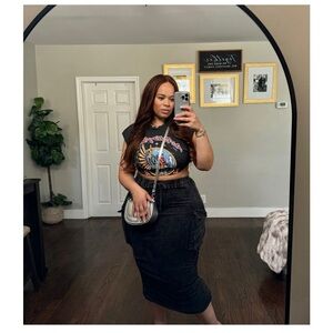 Black Acid Was Cargo Style Skirt